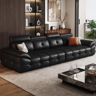 劳伦斯皮沙发客厅钢琴键黑色高靠背直排三人位真皮2025新款大坪数