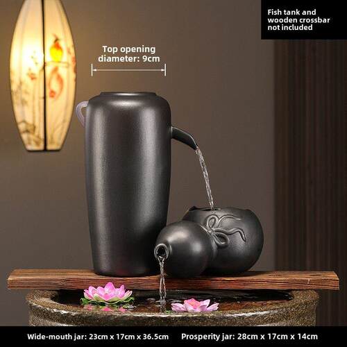 生态缸古养鱼开口陶瓷缸流水摆件循环过滤器配件庭院园林景观美化