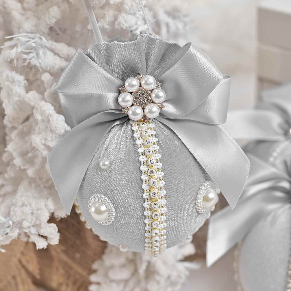 新款圣诞树挂8石CM-6布pcs天鹅绒钻包圣诞球节饰GZD庆场地装饰品