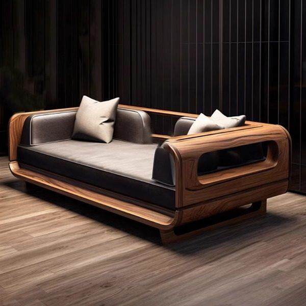 2025新中式北美黑胡桃木白蜡木实木沙发轻奢高级感客厅直排贵妃榻