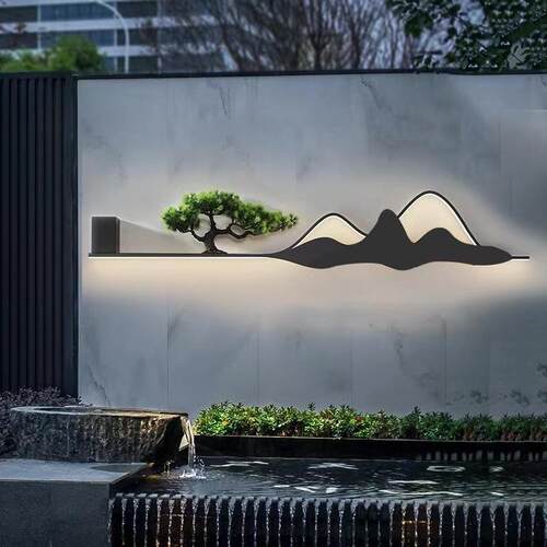 户外防水壁灯新中式别墅影壁墙庭院小区花园室外简约太阳能装饰灯