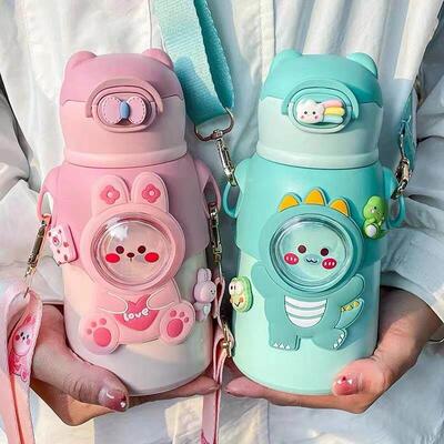 520ML Kids Water Bottle with Straw for Children Girls School