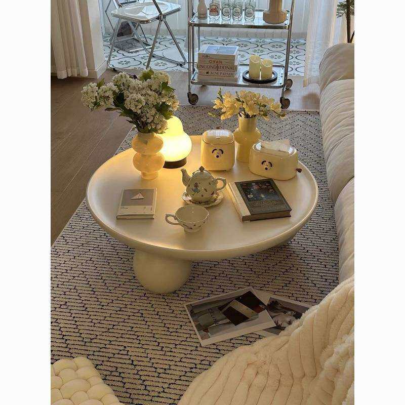 2026新款圆形奶油风茶几客厅家用创意北欧简约现代小户型沙发圆桌