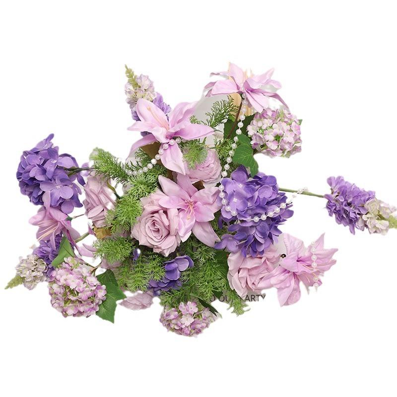 紫色花排仿真花婚庆地排花假花舞台成品套装路引花排订婚宴迎宾花