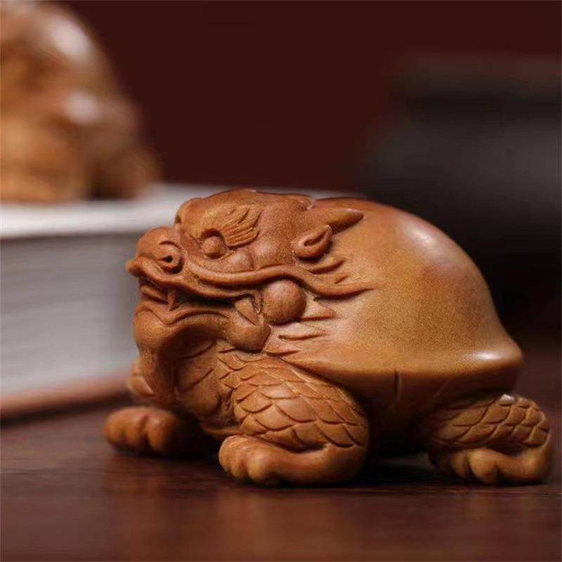 印度老山檀香龙龟手把件随身把玩件老山檀原木湖南湘工雕刻小摆件