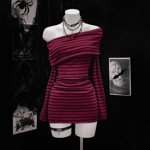 Women's Fashion Striped Long Sleeve Dress  Stylish Casual