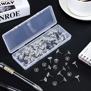 50pcs Thumb Map Pins Thumbtack Push Transparent box Tacks