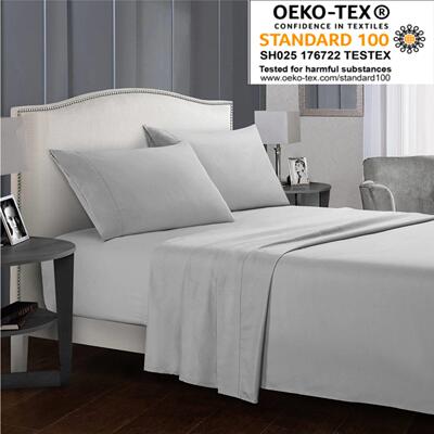Bed sheets set fitted bedding cover 外贸纯色灰白色四件套床笠