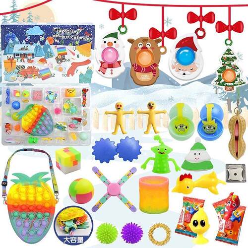 1 Set Christmas Advent Countdown Calendar Fidget Toys Kit Po