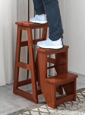 多功能家用梯凳实木两用室内两步三步楼梯椅爬梯折叠梯