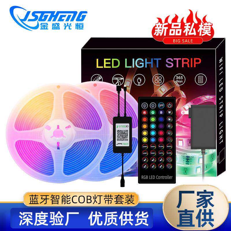 新款COB软灯带RGB彩色霓虹线条灯12V超高亮氛围灯LED柔性灯条套装