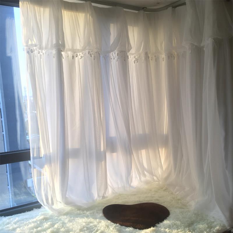 白色韩式公主风蕾丝少女透光不透人窗帘成品客厅卧室飘窗纱帘定制