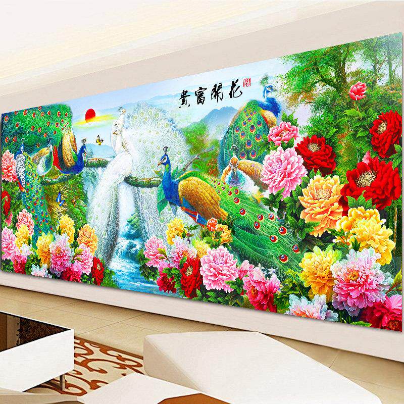 花开富贵牡丹花孔雀高端十字绣2026年客厅新款卧室手工自己满刺绣