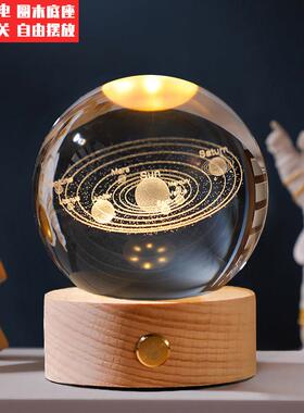 创意发光水晶球摆件治愈系星空桌面装饰品小夜灯新年送人生日礼物