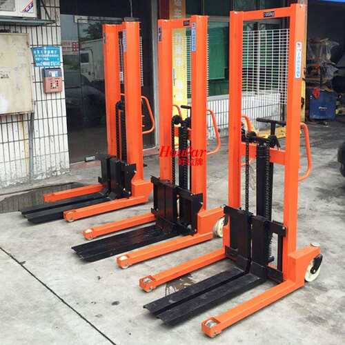 跨境牛力2吨升高1.6米工字钢手动堆高车 脚踩液压堆高叉车 升高车