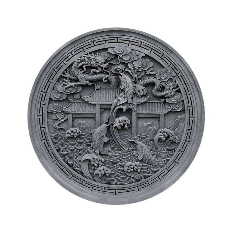 中式仿古圆形砖雕 古建迎门墙圆形福字砖雕 四合院影壁墙浮雕挂件