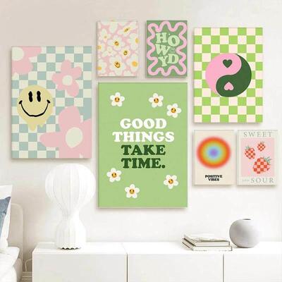 Colorful Pastel Canvas Painting Aesthetic Poster Wall Decor