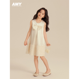 amybaby女童连衣裙2024夏装，儿童小香风，公主裙蛋糕裙背心裙