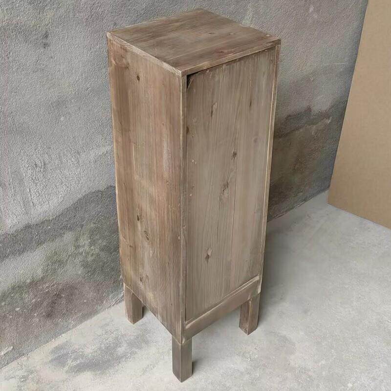 做旧实木方形复古花架家用客厅玄关落地展示柜诧寂风茶室竖边柜