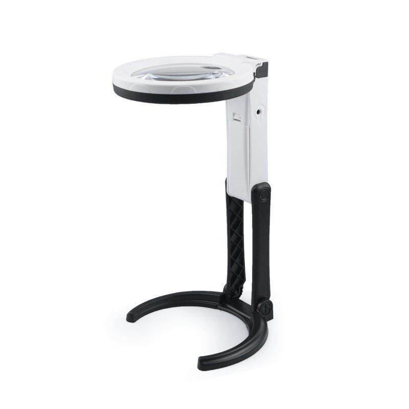 USB插电手持折叠台式放大镜高清带LED灯老年人阅读看书报手机高倍