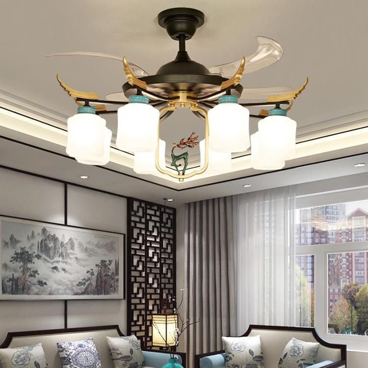 YYDS016新式吊灯风扇灯吊扇家用灯客厅隐形卧室厅餐厅中灯具饭多