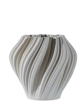 现代简约创意3D白色陶瓷花瓶客餐厅家居样板间软装高级感花器摆件