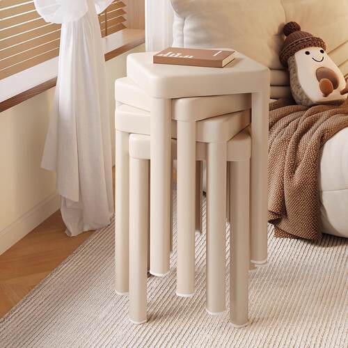 Thickened square plastic stool for home use, stackable, suit