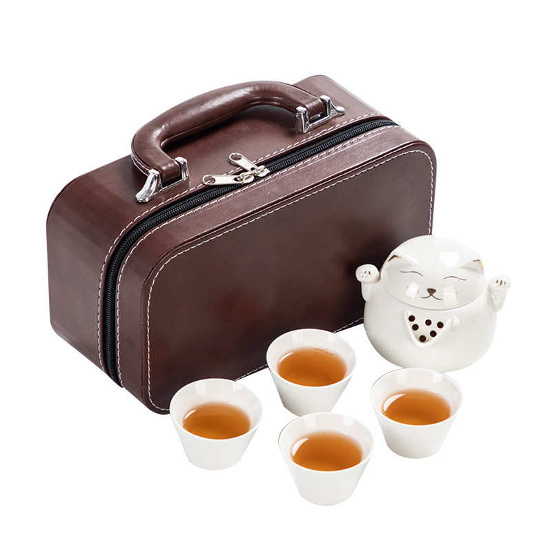 旅行茶具套装家用户外便携式泡茶壶一壶四杯陶瓷商务礼品茶具