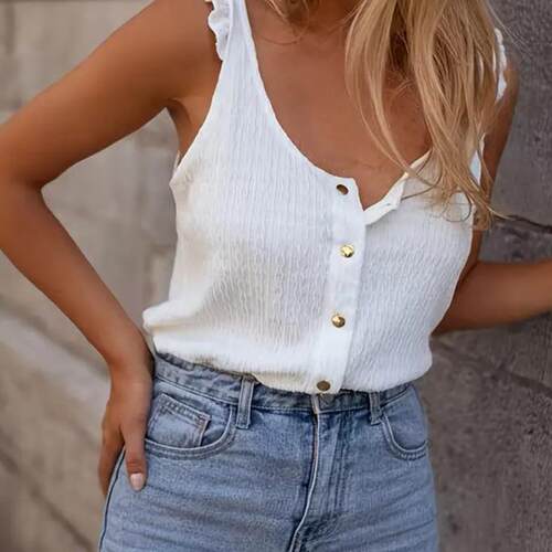 Women's Solid Color Crochet Trim Tank Top  Casual Sleeveless