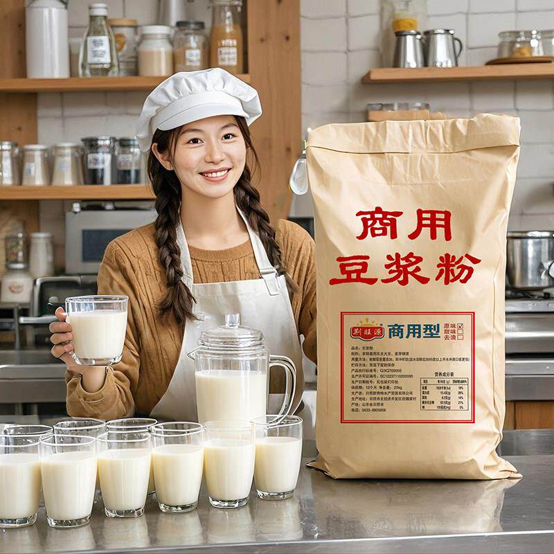 商用豆浆粉大袋纯豆桨50斤早餐店用免煮豆奶粉原味豆粉早餐冲饮