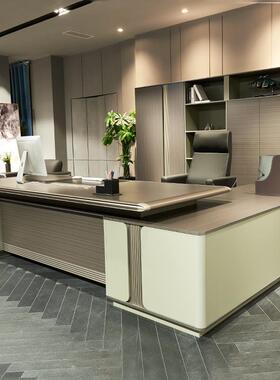 迪欧轻奢时尚板式总裁大班台 经理单人组合办公桌简约现代老板桌