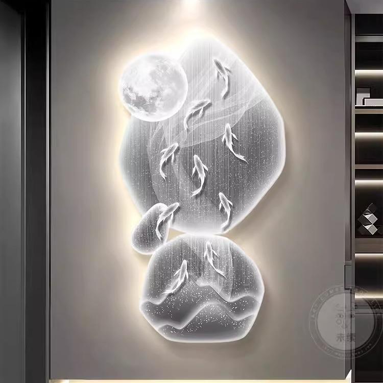 现轻奢入户进门玄代关装画过饰挂道九鱼SM2131图画