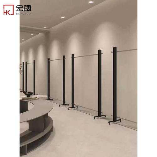 服装店中岛展示架落地式陈列架不锈钢可移动挂衣架落地轮子架