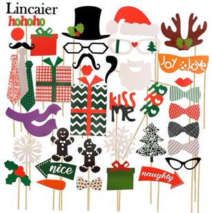 Lincaier 50 Pieces Photo Booth Props Merry Christmas Decorat
