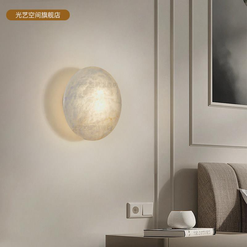 西牙云石灯全铜壁灯卧室床头设计533师创意客背景班墙过道走廊壁