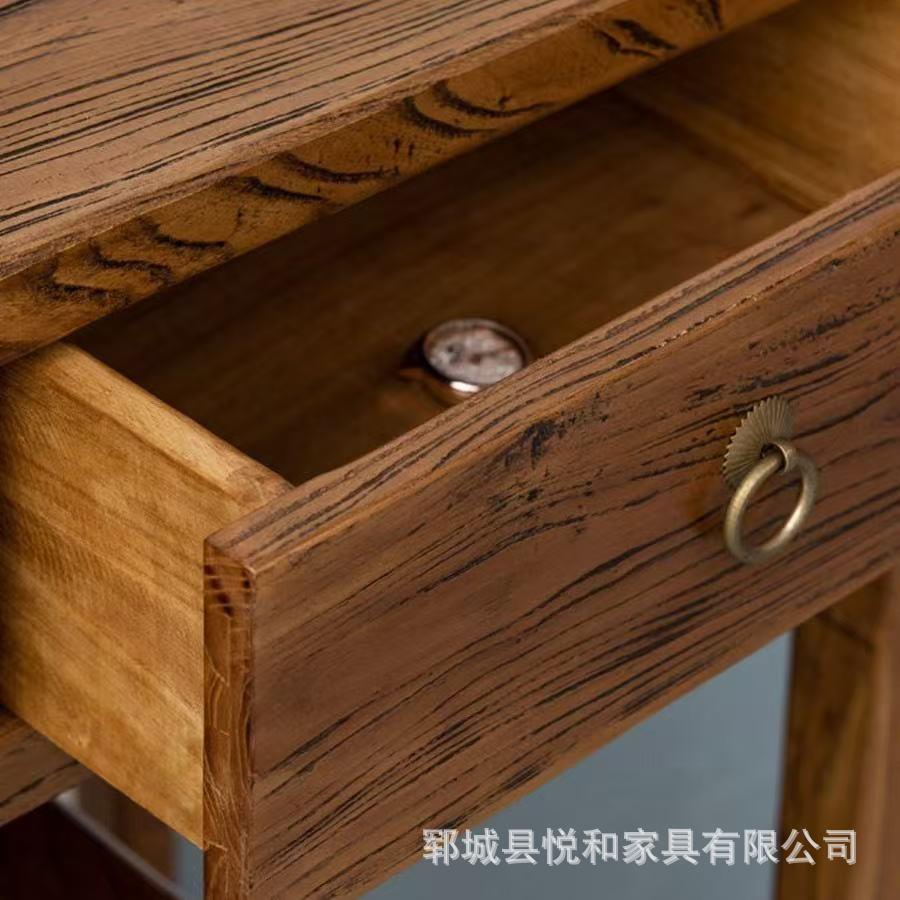 实木梳妆台新中式老榆木简约小户型化妆桌复古梳妆台带抽屉学习桌