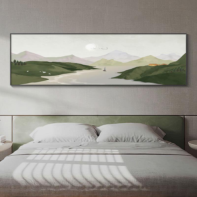 新中式挂画工笔花鸟国画横幅长条壁画酒店卧室装饰画中国风禅意画