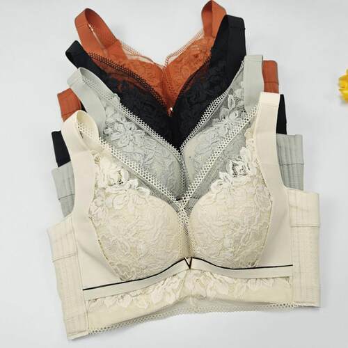 内衣女士小胸聚拢提胸上托防下垂无钢圈收副乳乳胶杯调整型文胸罩