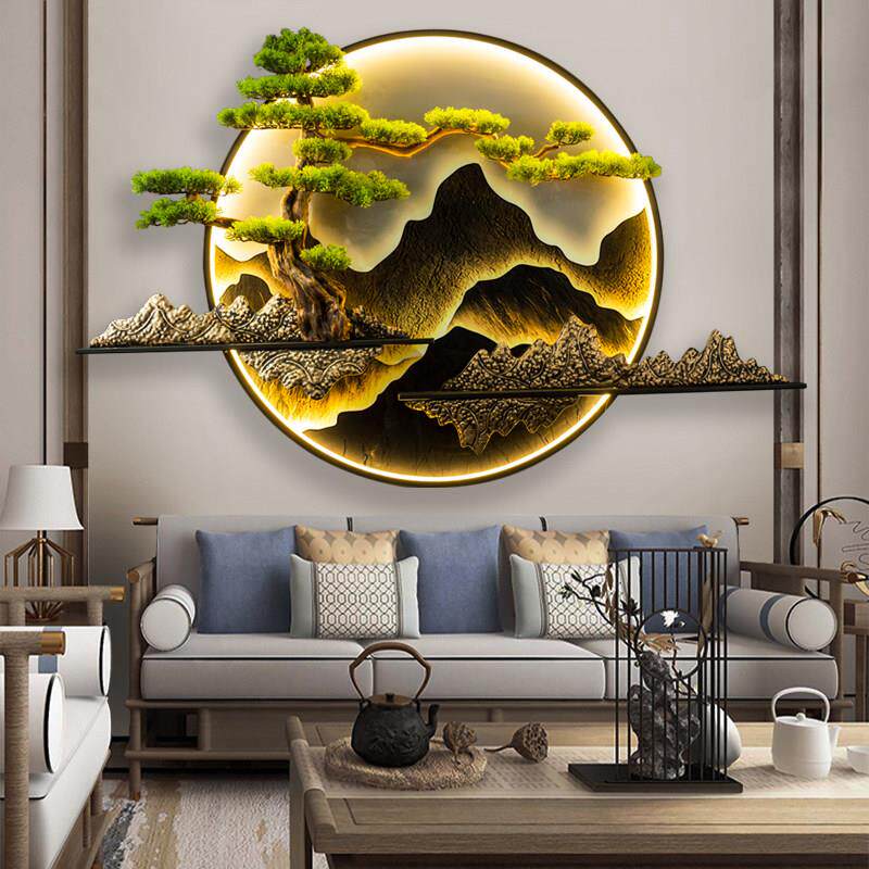 新中式沙发背景墙装饰画 画玄关茶台收银台背景墙招财挂画 画迎客