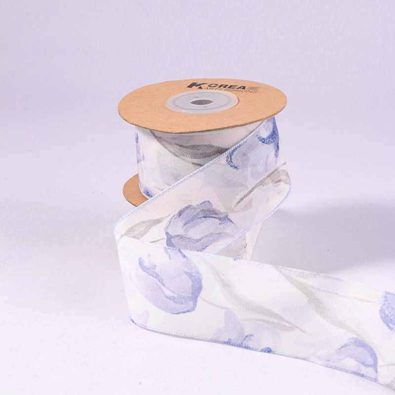 diy发夹单面包郁金香透纱织带手工晕染边材料饰品织带 蝴蝶结印花