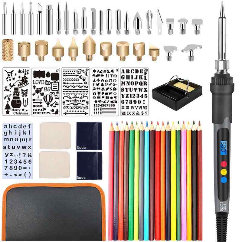 烙画雕刻数显电烙铁套装火烩笔烫花烙画笔木木材燃烧套件烙铁