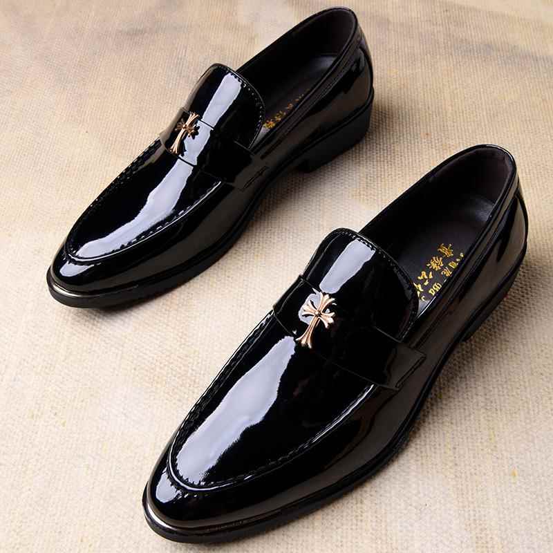 高档夏季男发会型师夜皮场鞋子韩版一脚蹬社小鞋男士英伦百搭豆豆