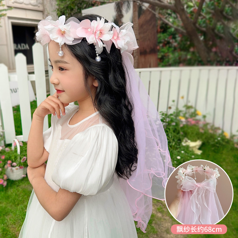 蝴蝶结儿童发箍发光头纱甜美发饰