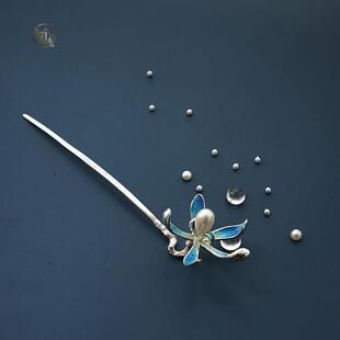 青荷记忆 花的姿态系列 空谷幽兰 原创珐琅彩珍珠兰花 汉服发簪