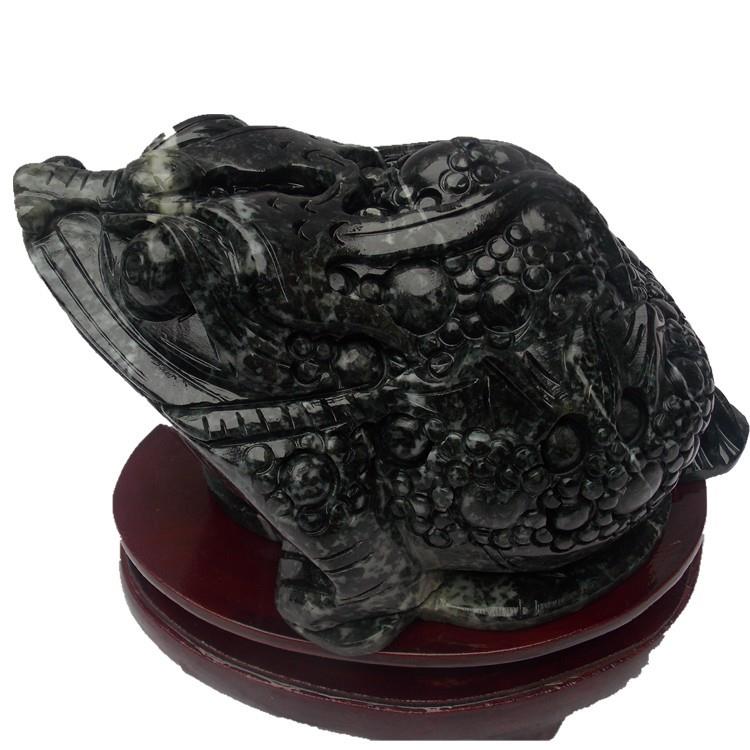 独玉金蟾摆件三足蟾蜍金玉缠身工艺品玉摆设送礼佳品