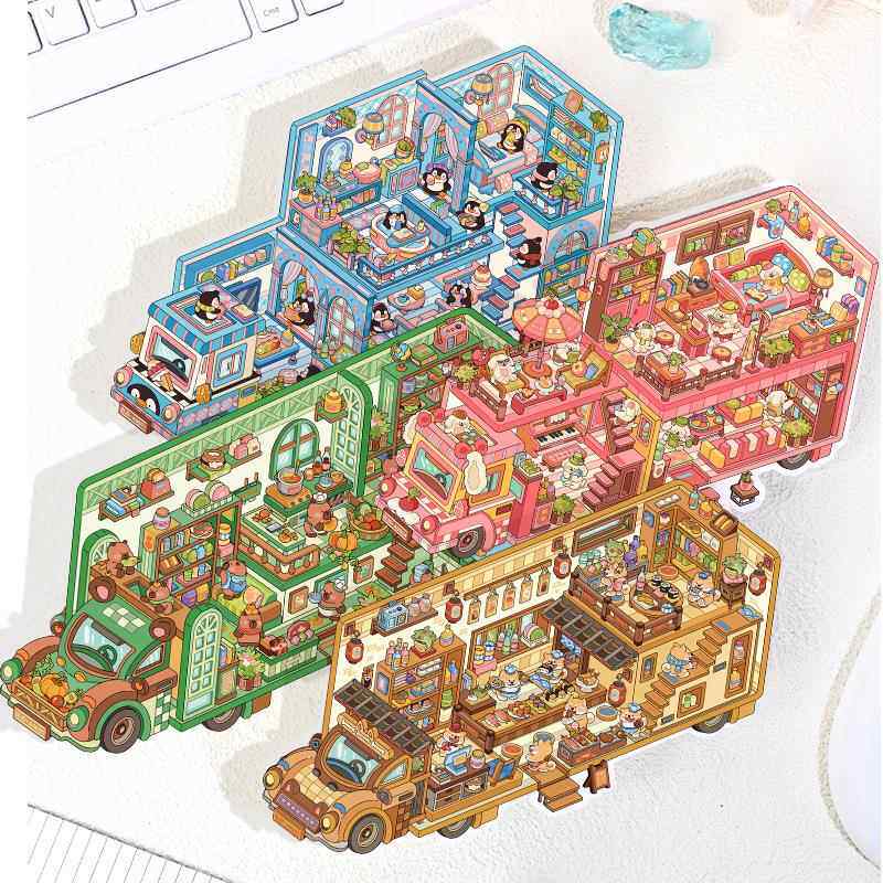 森游6.0房车微缩场景造景贴纸迷你解压手工贴纸2.5D造景diy