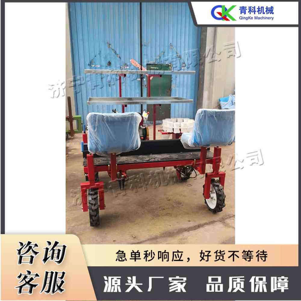 自走式蔬果移栽机小型双垄秧苗种植机拖拉机后挂式辣椒苗栽种机