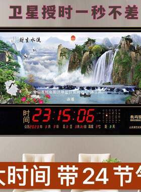 新款数码万年历更电子钟表挂墙家合金流水生财插电