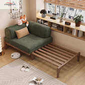 实木小户型沙发床折叠坐卧两用书房多功能卧室单人抽拉推沙发床