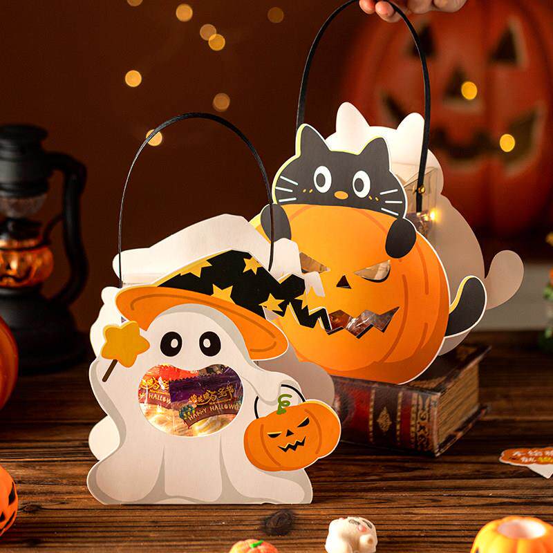 万圣节包装盒糖果讨糖袋饼干盒礼物南瓜灯手提礼品袋子儿童幼儿园